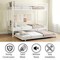 Heavy Duty Sturdy Meta Twin Over Full Bunk Bed L Noise Reduced Safety Guardrail No Box Spring Needed,White Box Spring Not Required Twin White Metal