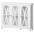 Homcom Sideboard, Buffet Cabinet With 3 Tempered Glass Doors, Arc Pattern And Adjustable Storage Shelf, Credenza, White White Mdf