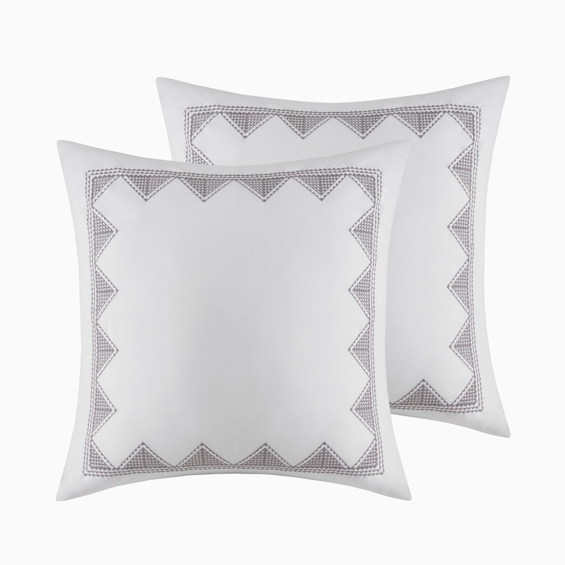 Cotton Printed Comforter Set With Chenille Gray Full Queen Queen Gray Cotton