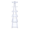 White And Chrome Bookshelf With 6 Shelves 6 White Vertical Wood Metal