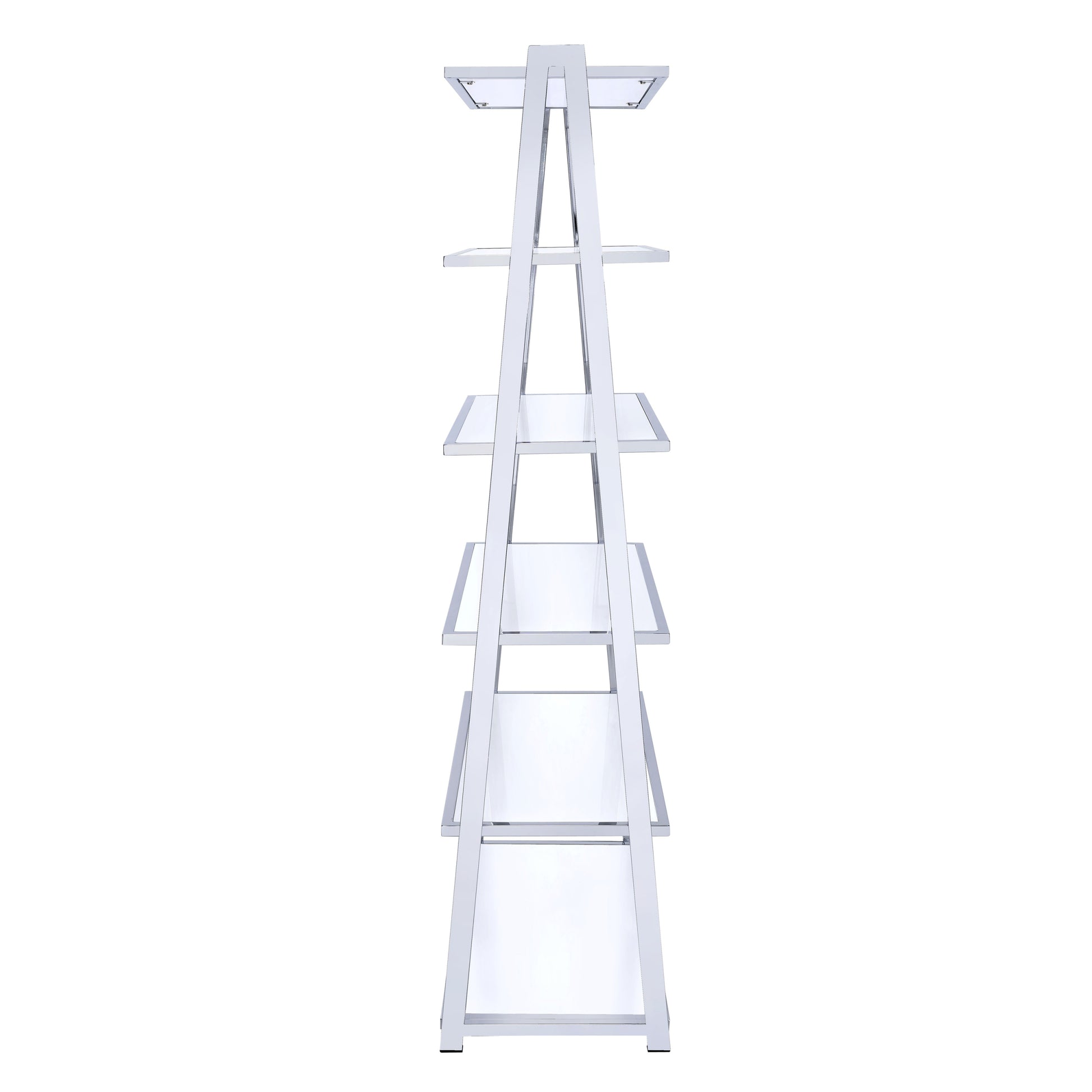 White And Chrome Bookshelf With 6 Shelves 6 White Vertical Wood Metal