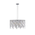 Luxurious Round Silver Crystal Chandelier, Contemporary Rectangular Pendant Light For Dining Room, Living Room, And Grand Foyers Bulbs Not Included Silver Clear Crystal Iron