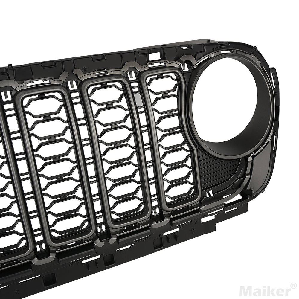 Front Mesh Grille Grid Grill For 2018 2024 Jeep Wrangler Rubicon Sahara Sport Jl Jt Grill With Camera Hole Black Plastic Black Abs