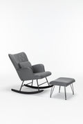 Rocking Chair, Glider Chair,Rocking Accent Chair With Lumbar Pillow And Ottoman For Nursery Living Room Bedroom Grey Pu
