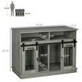 Pawhut Dog Crate Furniture For Large Dogs Or Double Dog Kennel For Small Dogs With Shelves, Sliding Doors, 47