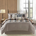 7 Piece Herringbone Comforter Set Neutral Queen Queen Neutral Polyester