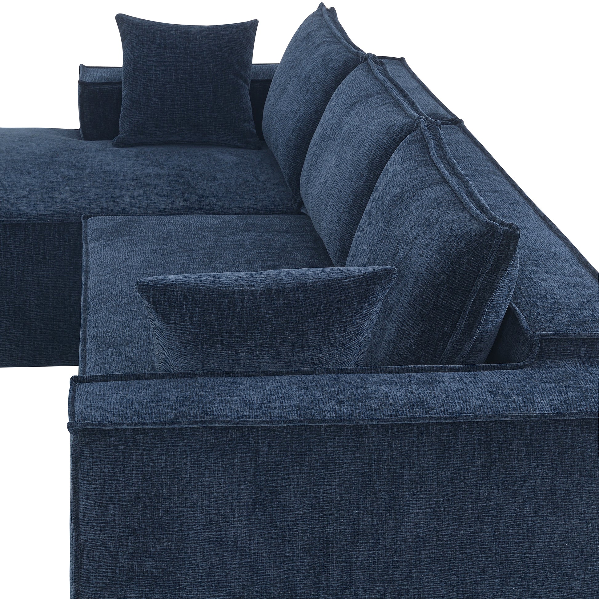 111.5*72"Minimalist Style Modular Sectional Sofa,Wrinkle Resistant Chenille Couch Set,L Shaped Sleeper Sofa Bed For Living Room,2 Pic Free Combination,No Assembly Require,3 Colors Dark Blue Chenille 4 Seat