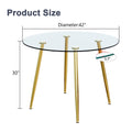 Round Dining Table With Glass Top, Gilded Metal Legs, Exquisite Living, Starting From The Details, The Gold Legs Show An Extraordinary Texture, Which Is The Finishing Touch To Your Home Transparent Glass Metal