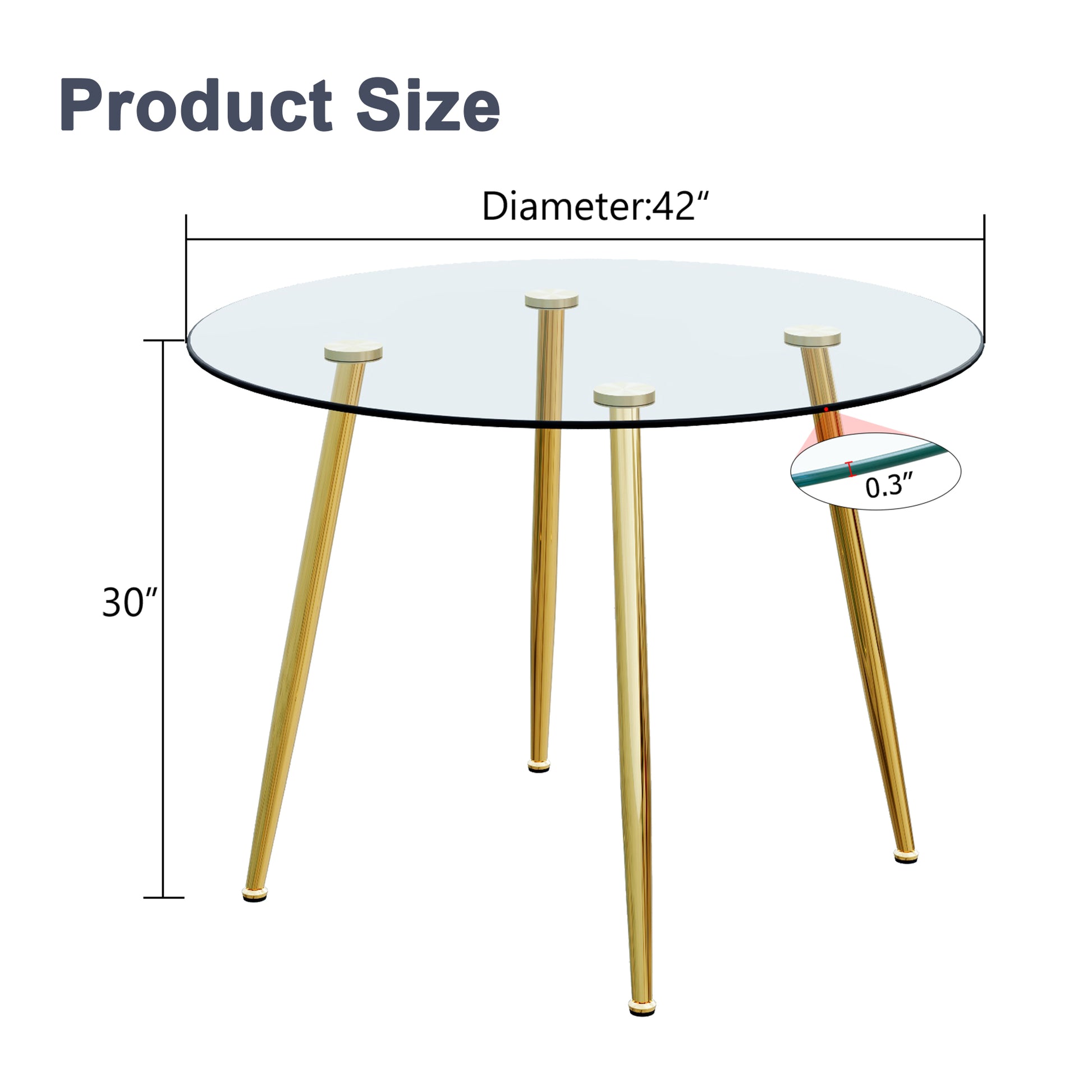 Round Dining Table With Glass Top, Gilded Metal Legs, Exquisite Living, Starting From The Details, The Gold Legs Show An Extraordinary Texture, Which Is The Finishing Touch To Your Home Transparent Glass Metal