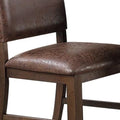 Maci 25 Inch Dining Chair, Set Of 2, Trim, Faux Leather, Brown Brown Solid Wood