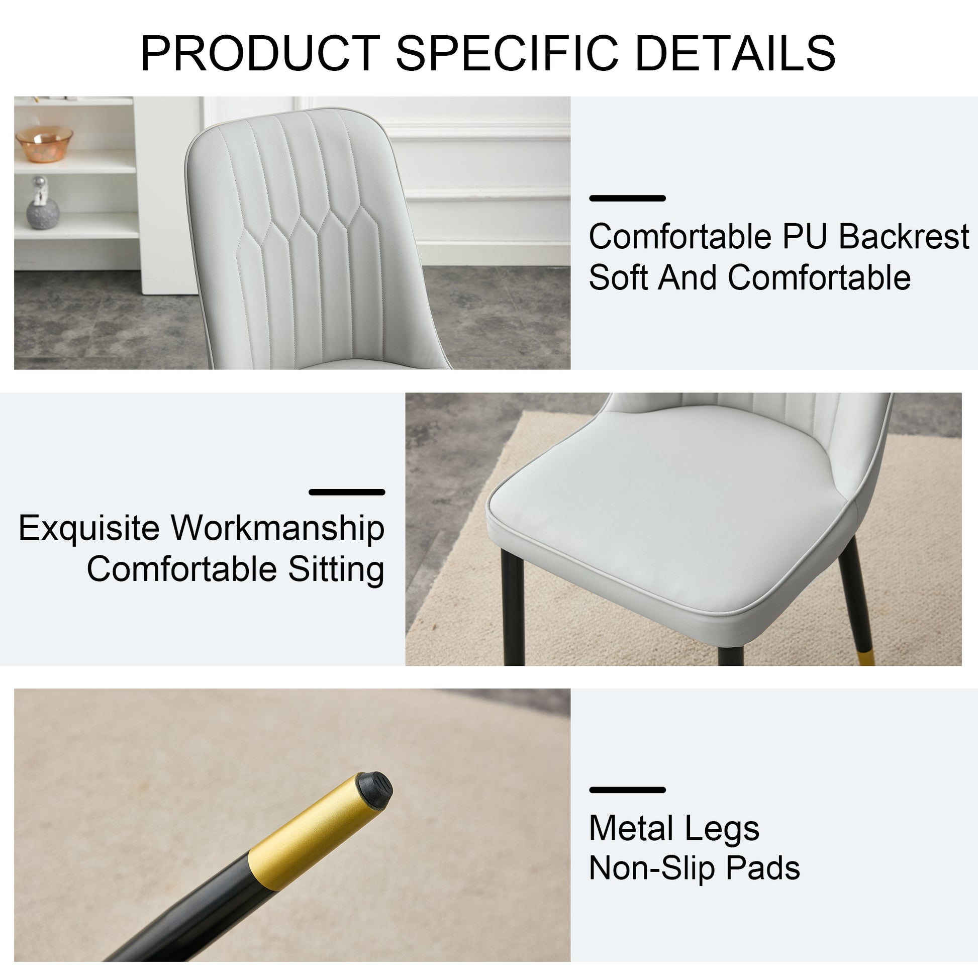 Large Modern Minimalist Rectangular Dining Table With 0.39 "Imitation Marble Black Desktop And Gold Metal Legs, Paired With 6 Chairs With Pu Cushions And Black Metal Legs.F 1538 C 007 Black Gold Glass Metal
