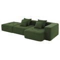 105.5'' L Shaped Modular Sectional Sofa,Minimalist Corduroy Floor Couch Set,Convertible Foam Filled Cloud Couch For Living Room,3 Pc Free Combination,No Assembly Required,3 Colors Green Corduroy 4 Seat