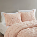 3 Piece Elastic Embroidered Cotton Duvet Cover Set King Pink Cotton