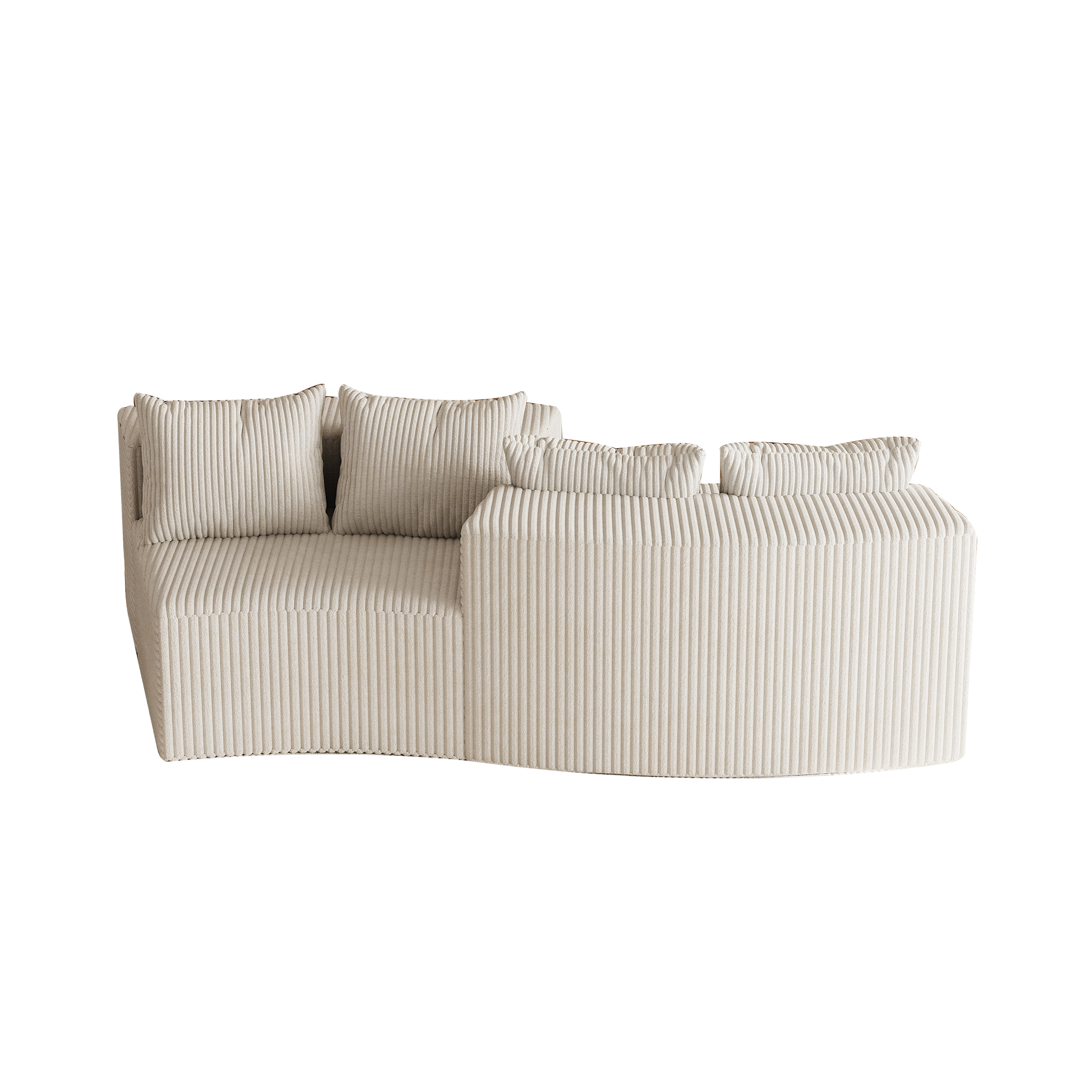 Corduroy Curved Sectional Sofa With Four Pillows,Curved Symmetrical Modular Semi Circular Sofa Sectional For Bedroom, Living Room, Office For Leisure Or Nap, Reading Room, And Lobby Two Modules