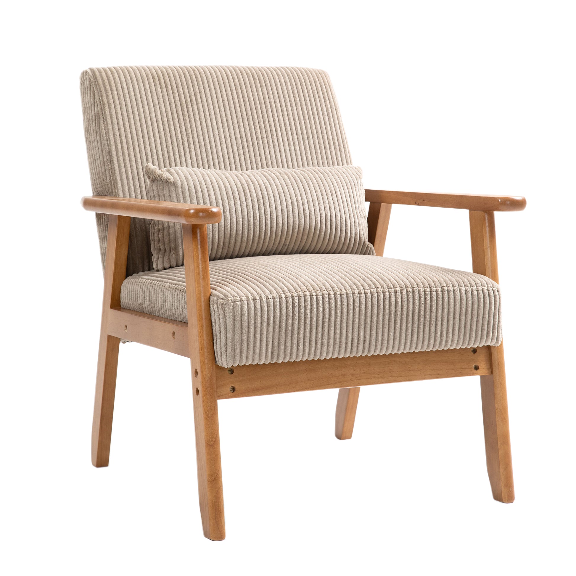 Leisure Chair With Solid Wood Armrest And Feet, Leisure Chair, Wood Frame, Velvet, Solid Rubber Wood Legs, Mid Century Modern Accent Chair, For Living Room Bedroom Studio Chair,Two Packs Camel Corduroy