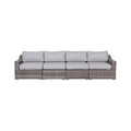 Fully Assembled 4 Piece Rattan Sectional Seating Set With Cushions Grey Mix Wicker