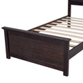 Farmhouse Wooden Platform Twin Size Bed With Curl Design Headboard And Footboard For Teenager, Espresso Twin Espresso Pine