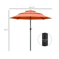 Outsunny 9Ft 3 Tiers Patio Umbrella Outdoor Market Umbrella With Crank, Push Button Tilt For Deck, Backyard And Lawn, Orange Orange Polyester