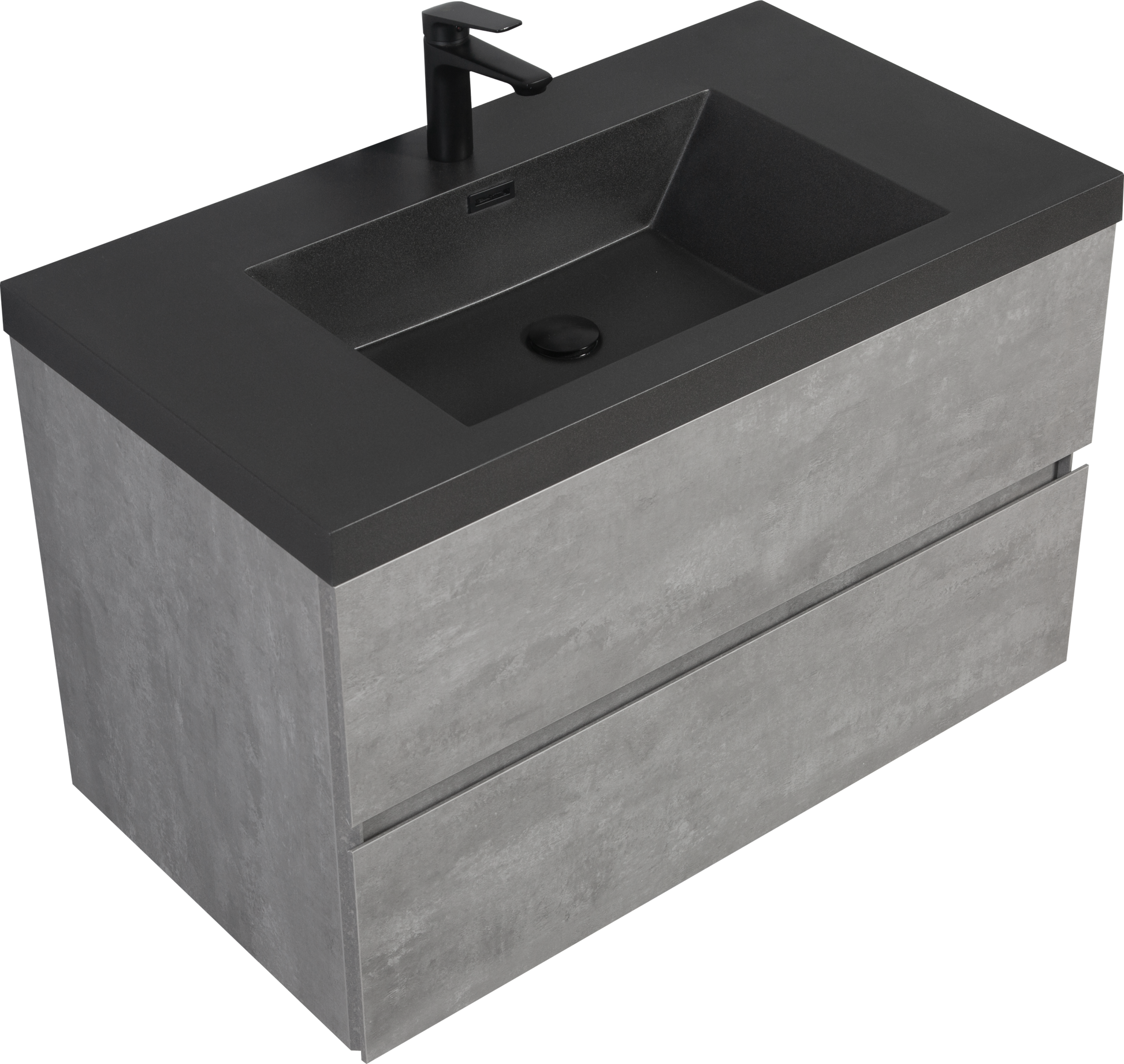 36" Floating Bathroom Vanity With Sink, Modern Wall Mounted Bathroom Storage Vanity Cabinet With Black Quartz Sand Top Basin And Soft Close Drawers, Grey 24V12 36Gr 2 Grey Plywood