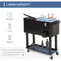 Outsunny 80 Qt Rolling Cooling Bins Ice Chest On Wheels Outdoor Stand Up Drink Cooler Cart For Party, Black Black Plastic