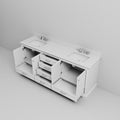 White Double Bath Vanity 80 In. W X 22 In. D, Cultured Marble Top, And Faucet Set White Plywood Wood