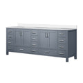 Dark Grey Double Bath Vanity 84 In. W X 22 In. D, With White Quartz Top Dark Grey Plywood Wood