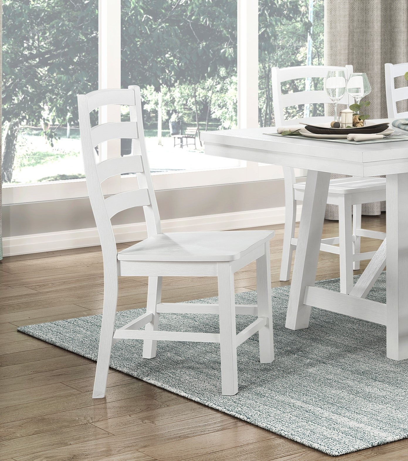 Contemporary White Finish Side Chairs Set Of 2 Dining Wooden Kitchen Dining Furniture Casual Style White Dining Room Casual,Farmhouse Side Chair Wood