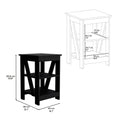Taylor 3 Tier End Table Nightstand, Side Table For Small Space, Black Black Solid Wood Mdf Engineered Wood