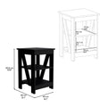 3 Tier End Table Nightstand, Side Table For Small Space, Black Black Solid Wood Mdf Engineered Wood