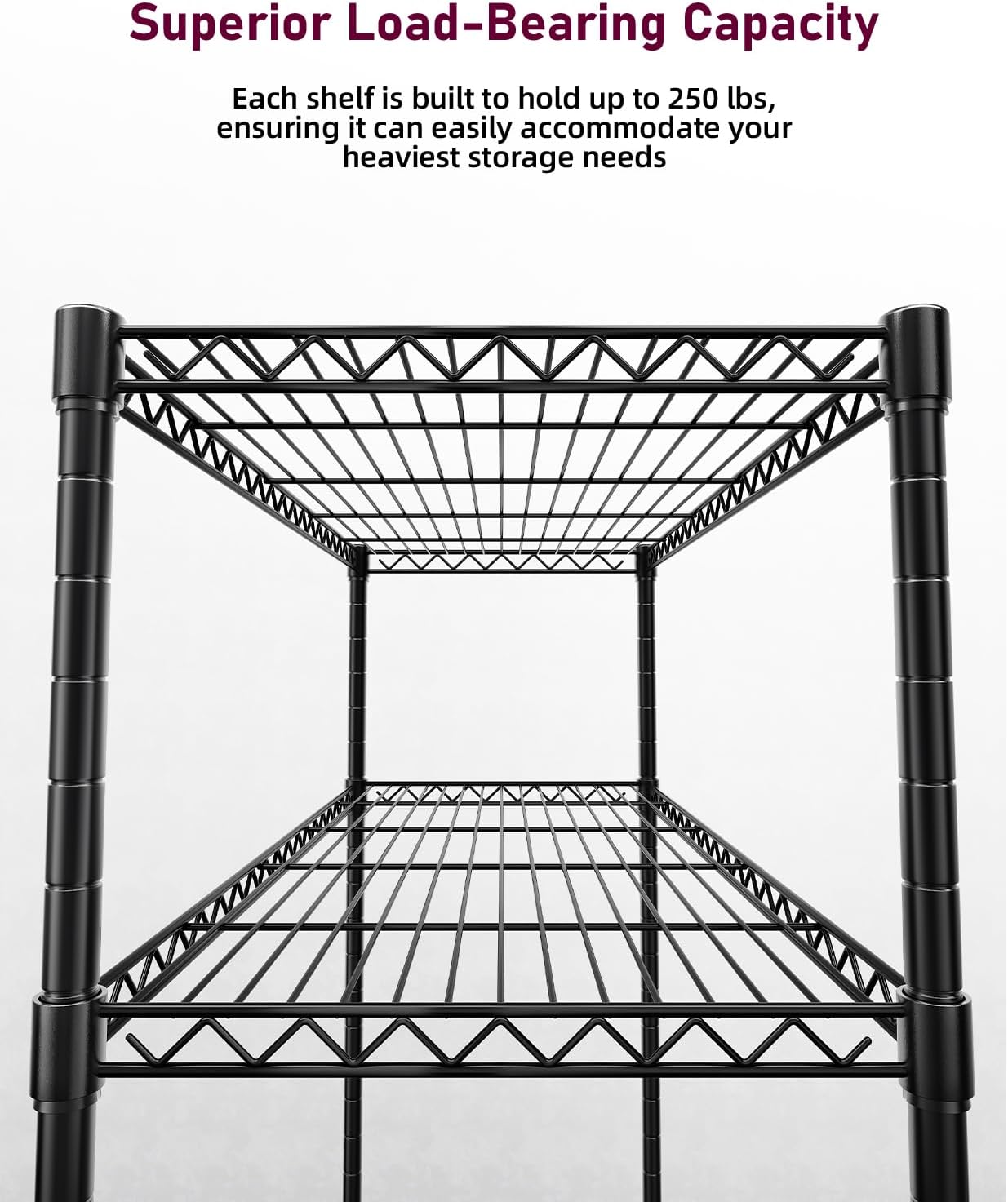 Heavy Duty 5 Shelf Storage Shelving Unit, 1250Lbs Loading Capacity, 29.92" D X 13.98" W X 61.09" H, Black Black Steel