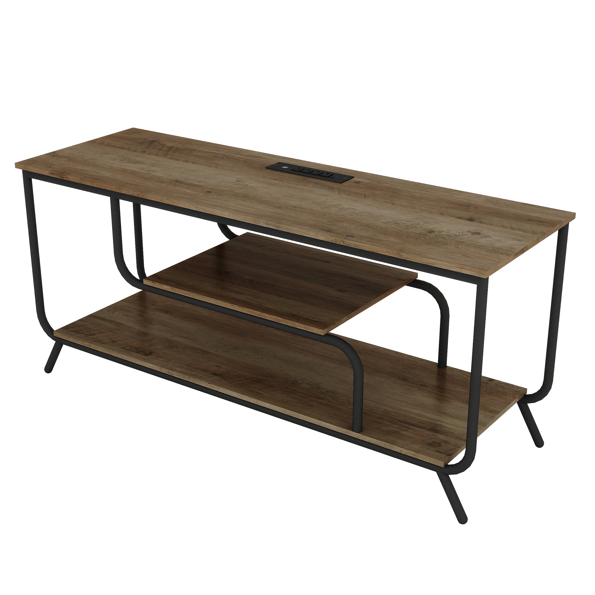 Tv Stand With Power Outlets And Led Lights Tv Stand For Tvs Up To 55 Inch, Entertainment Center With Shelves, Modern Tv Console Table For Living Room & Bedroom, Light Gray Light Gray 40 49 Inches