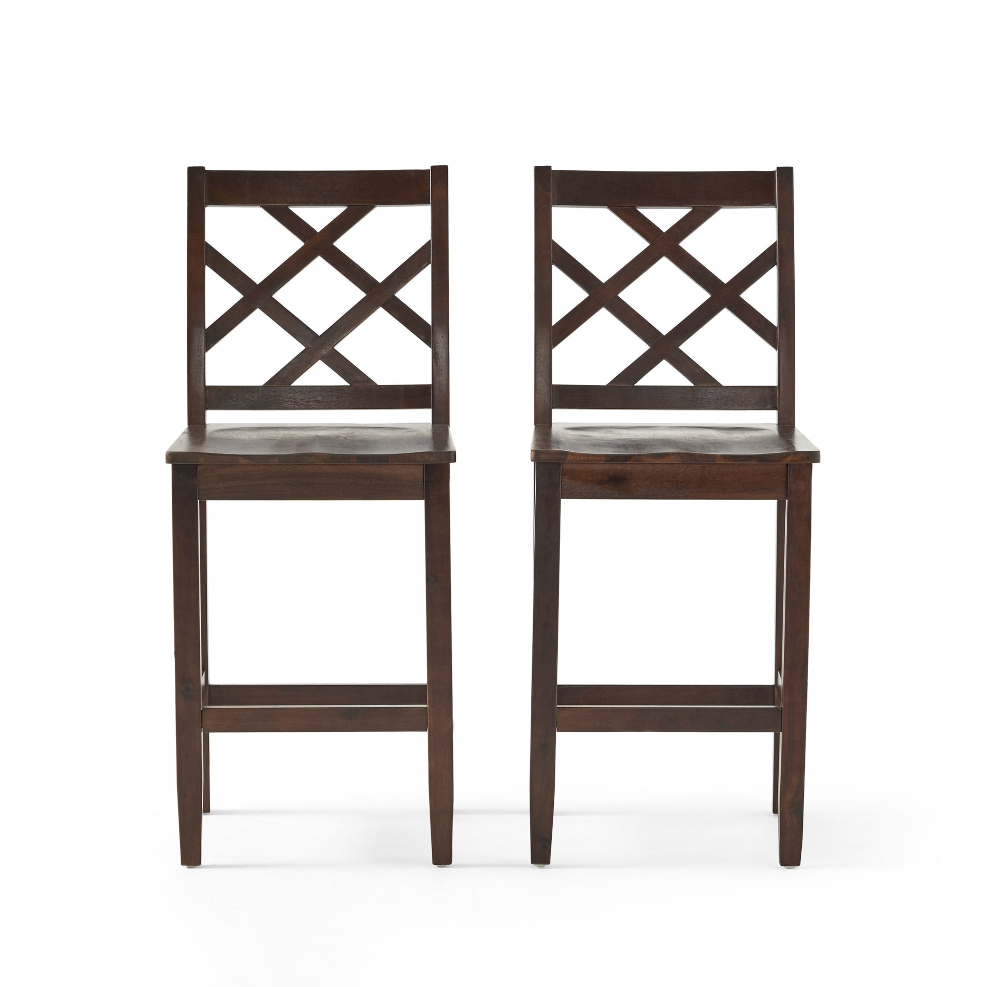 Counter Chair Set Of 2 Mahogany Wood Waterproof Fabric