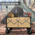 Collapsible Folding Wagon, Push Pull Foldable Beach Wagon Cart Grayish Brown Steel