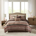 7 Piece Comforter Set Red Cal King California King Red Polyester
