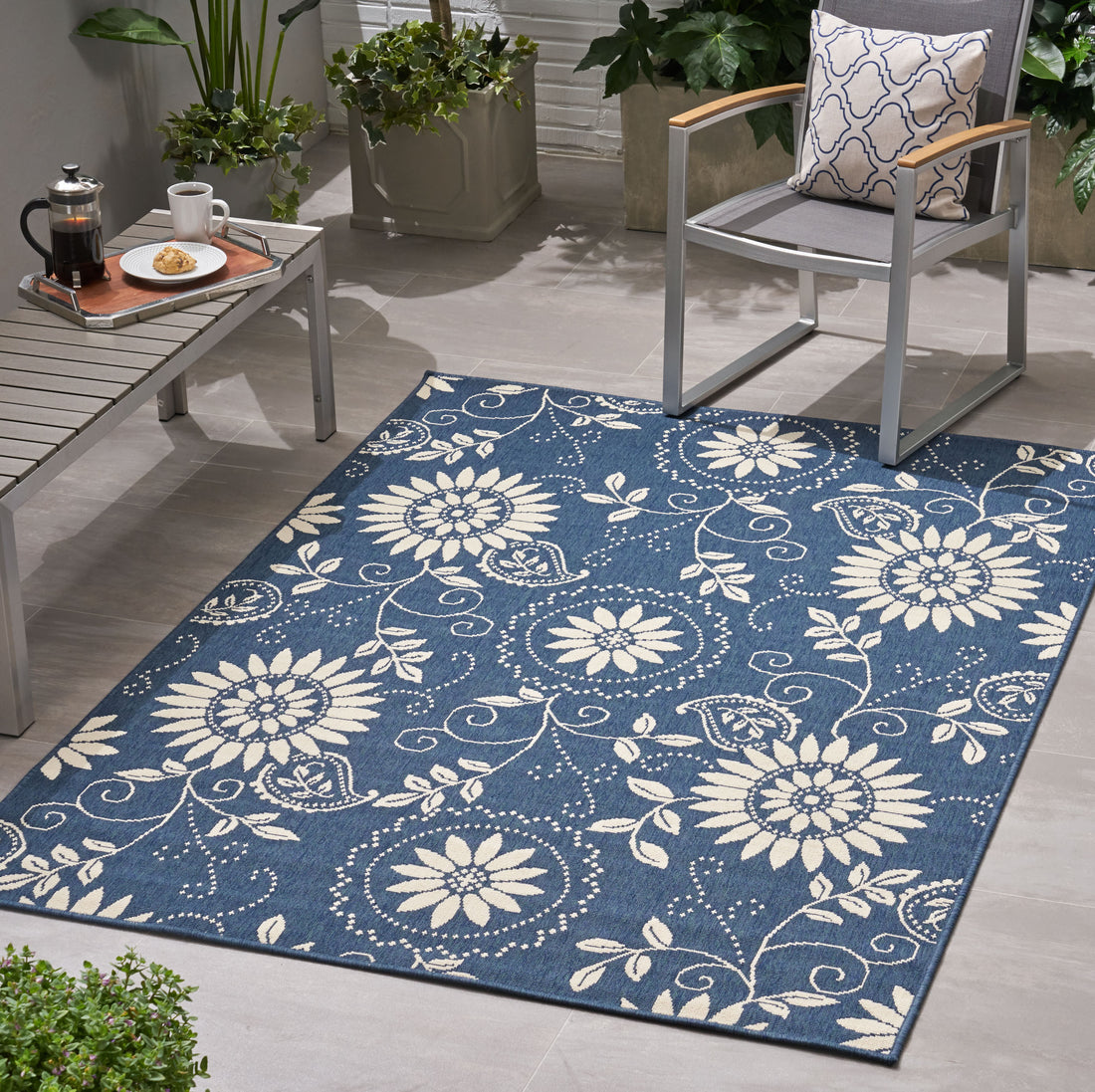 Meridian 6607B 5'3" X 7' Blue Polypropylene