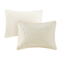 3 Piece Split Corner Pleated Quilted Bedspread Cream King Cream Polyester