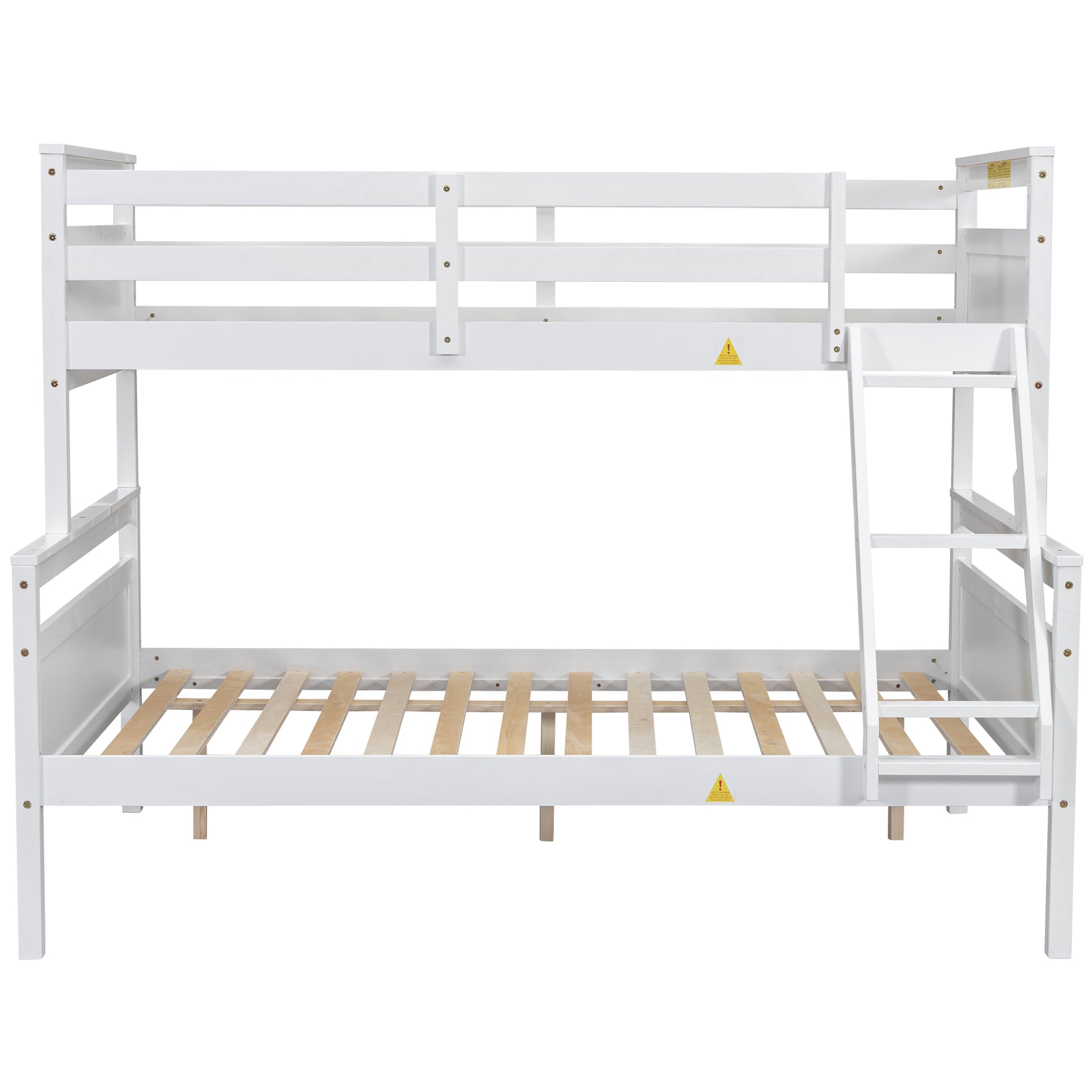 Twin Over Full Bunk Bed With Ladder, Safety Guardrail, Perfect For Bedroom, White Box Spring Not Required Twin White Wood Bedroom Bunk Pine