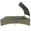 Patio Daybed Outdoor Daybed Outdoor Rattan Sun Lounger With Shelter Roof With Adjustable Backrest, Storage Box And 2 Cup Holders For Patio, Balcony, Poolside,Grey Yes Grey Seats 2 Water Resistant Frame Water Resistant Cushion Garden & Outdoor Sectional