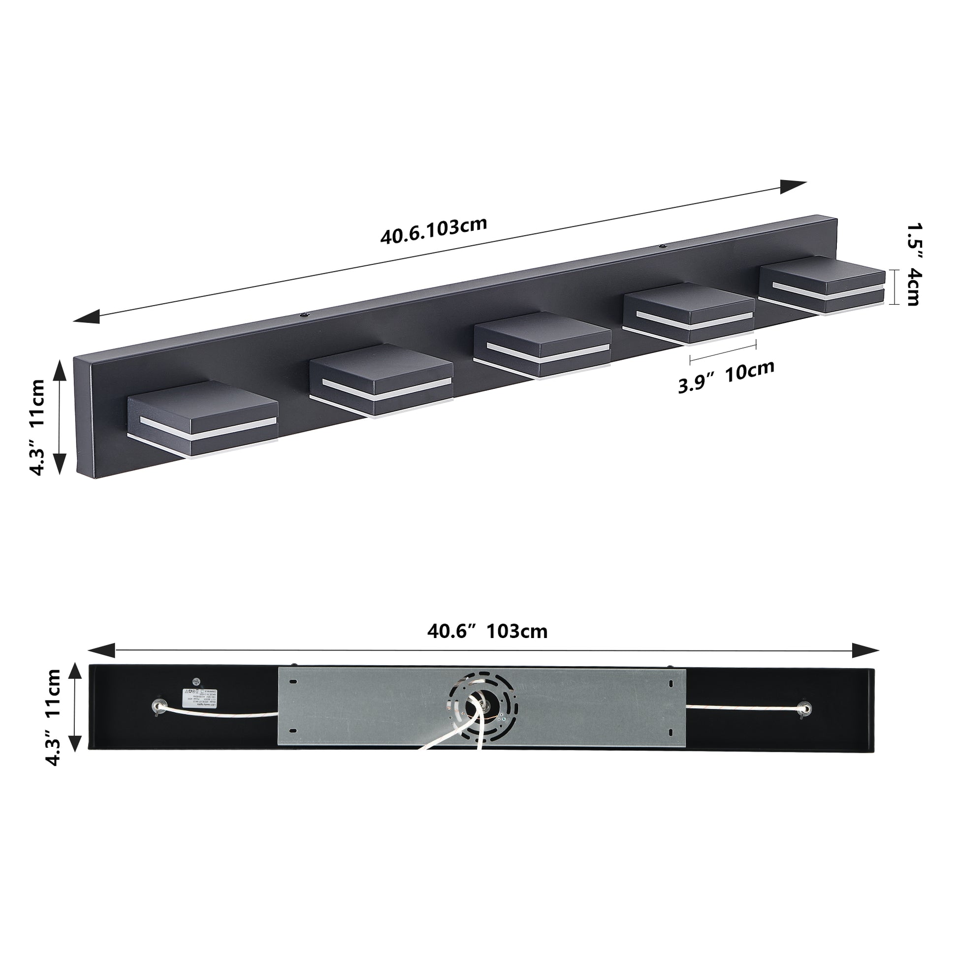 Modern Black Led Vanity Light, 5 Lights Wall Sconce For Bathroom And Mirror, Sleek Minimalist Design, Energy Efficient, Easy To Install Black Iron