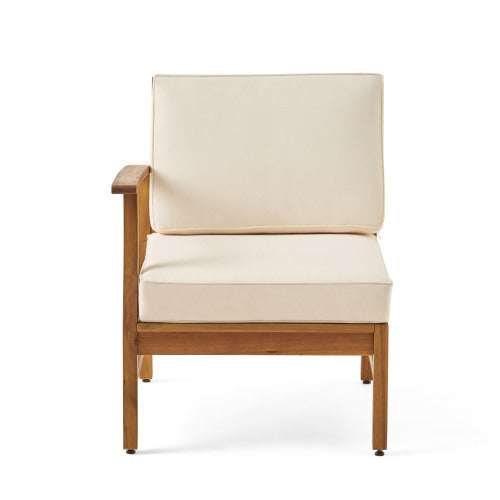 Perla Left Armchair, Cream Cream Acacia Wood