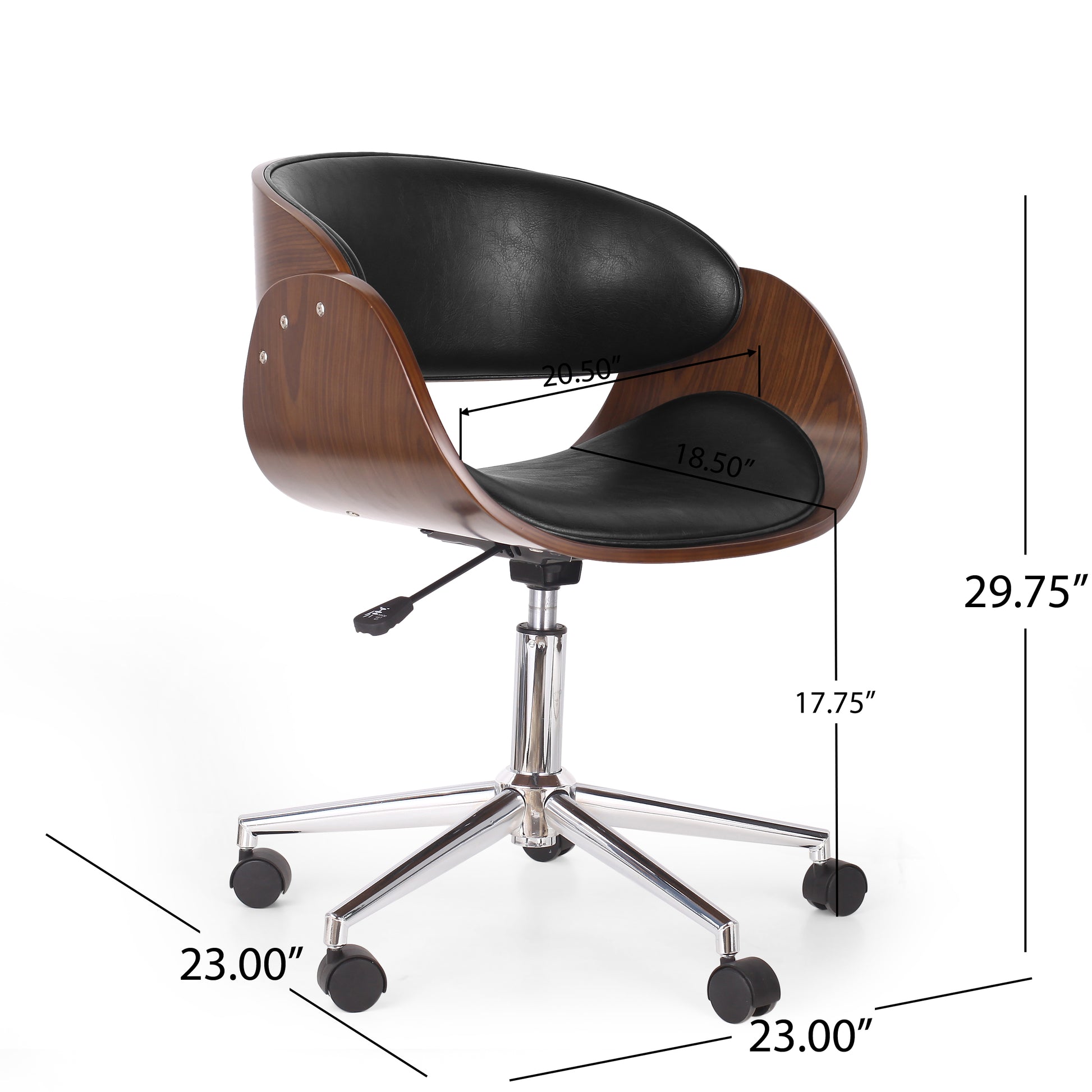 Office Chair Black Dark Walnut Pu