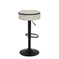 Round Storage Bar Stool Set Of 2, Off White Linen Height Adjustable Barstool, 360 Counter Height Swivel Stool, Armless Bar Chair With Metal Frame For Kitchen Counter Dining Living Room Off White Set Of 2 Foam Linen
