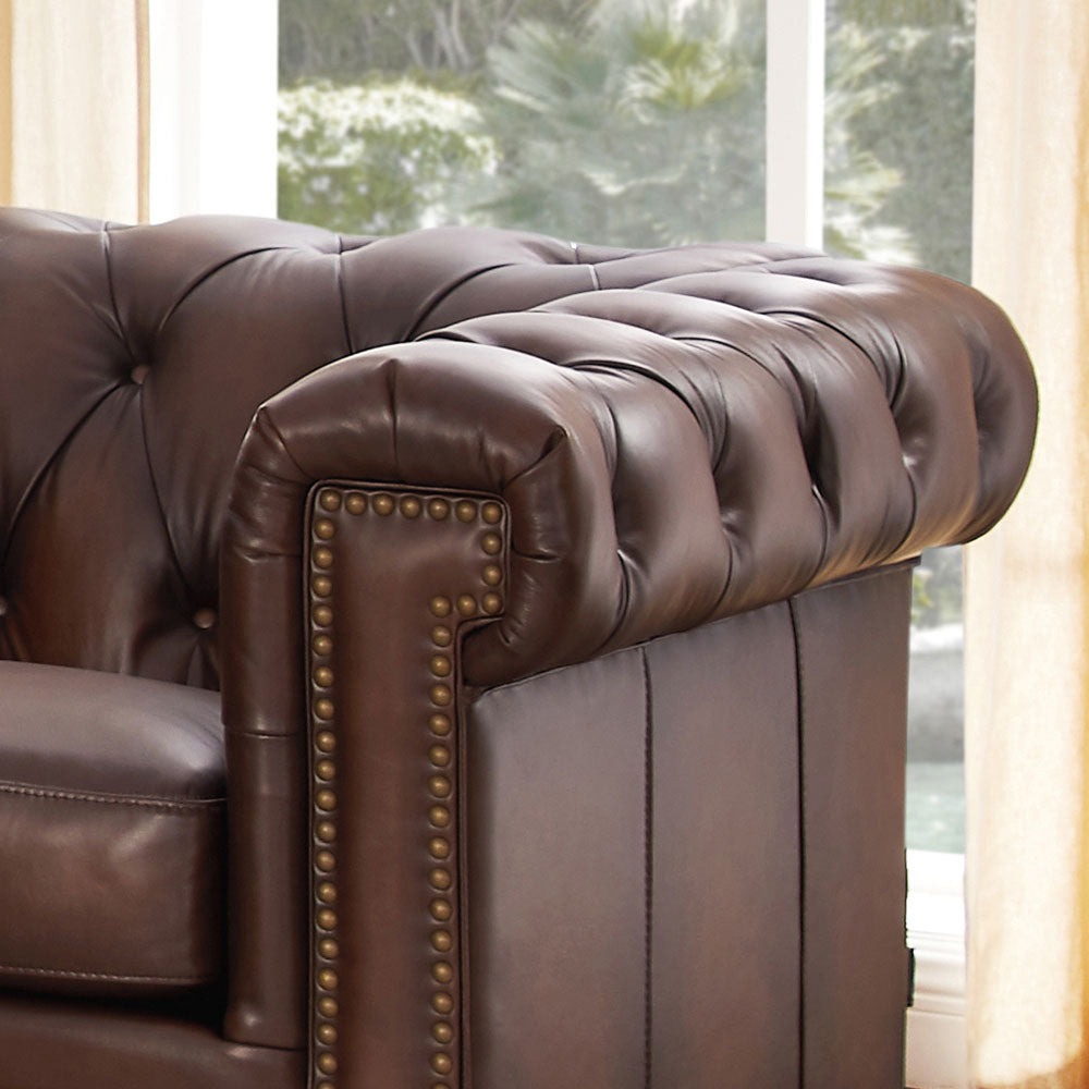 Stanwood Leather Chair Caramel Down Filling Genuine Leather