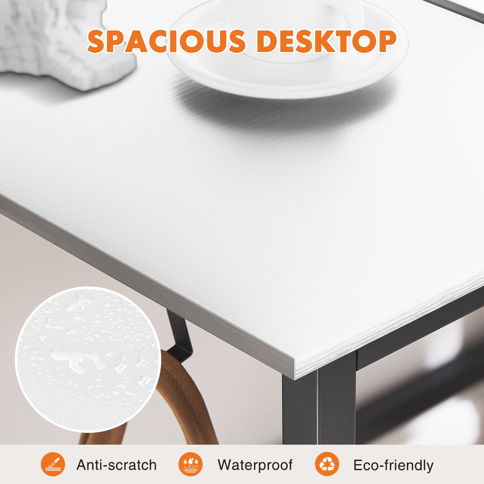 Modern Simple Style Wooden Work Office Desks With Storage,31 Inch,White White Iron