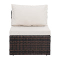 Patio Furniture, Outdoor Furniture, Seasonal Pe Wicker Furniture, 5 Set Wicker Furniture With Tempered Glass Coffee Table Brown Seats 4 Pe Rattan Iron Waterproof Fabric
