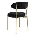 Boucle Upholstered Dining Chairs With Curved Backrest & Gold Metal Legs Set Of 4, Black Metal Black Gold Dining Room Foam Classic,Modern Dining Chairs Set Of 4 Or More Fabric Metal