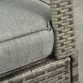 Outsunny Outdoor Rattan Rocking Chair Patio Recliner With Soft Cushions, Adjustable Footrest, Max. 135 Degree Backrest, Pe Wicker, Gray Gray Wicker