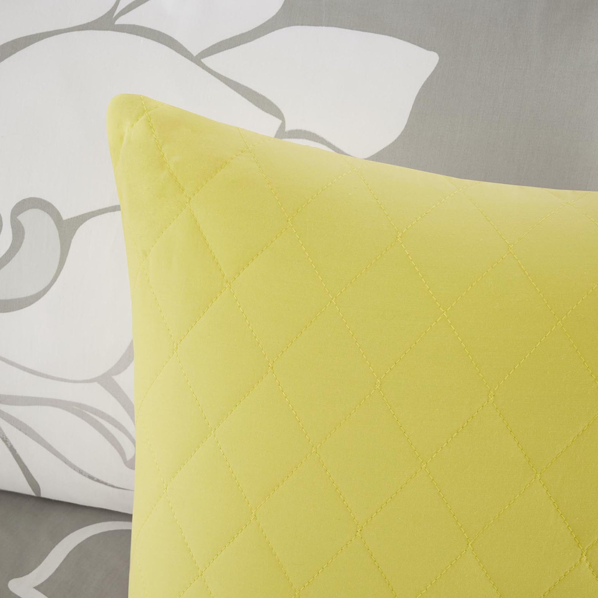 Printed Cotton Sateen Comforter Set Taupe Grey Yellow Queen Queen Yellow Grey Polyester