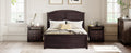 Farmhouse Wooden Platform Queen Size Bed With Curl Design Headboard And Footboard For Teenager, Espresso Queen Espresso Pine