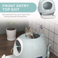 Pawhut Covered Litter Box, Litter Box With A Lid, Scoop Enclosed Drawer & Skylight For Cats That'S Easy To Clean, Blue Blue Plastic